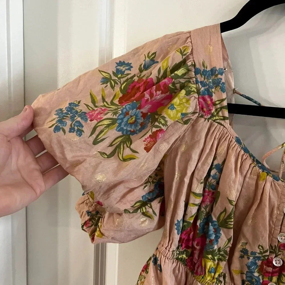 B18 Anthropologie Love the Label Rosette Babydoll Blouse Size Small - Picture 4 of 7